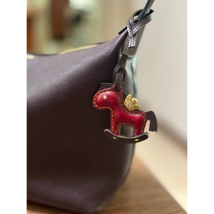 马上有金元宝小马挂件头层牛皮手工缝制真皮包挂件车挂饰新年礼物