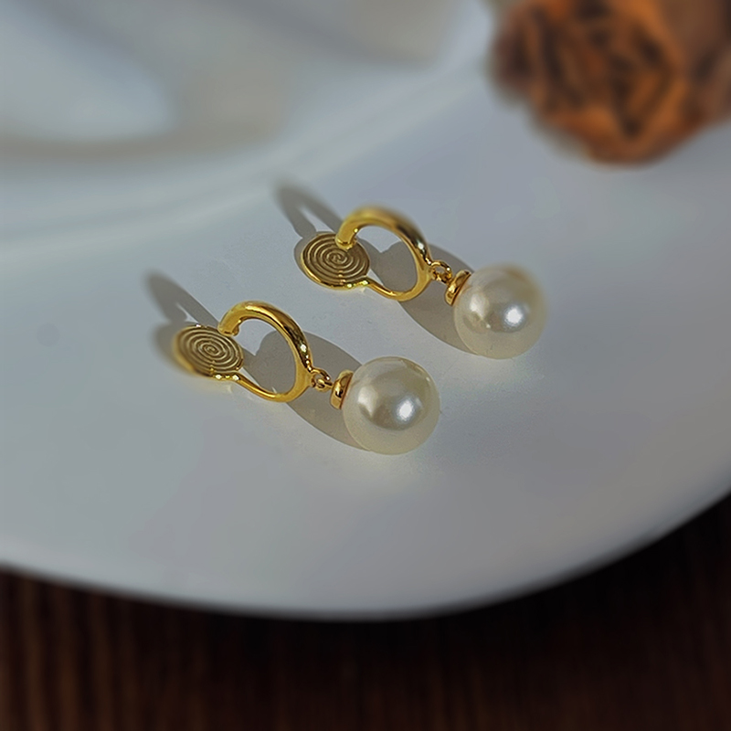 施家珍珠明星同款耳环耳夹