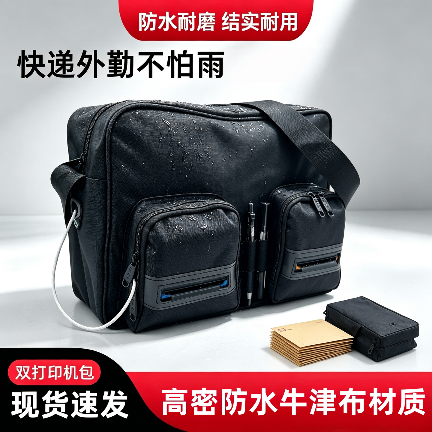 春の派D0628斜挎双打印机包大号便携双打印蓝牙背包快递防水定制