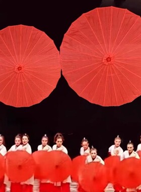 红纯色伞运动会开幕式演出舞蹈伞