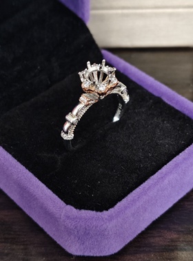 潍坊宝石城925银戒托双色一克拉