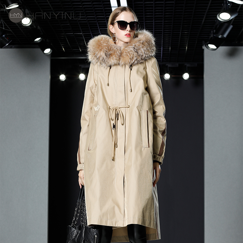 皮派克服女士中长款连帽毛领外套