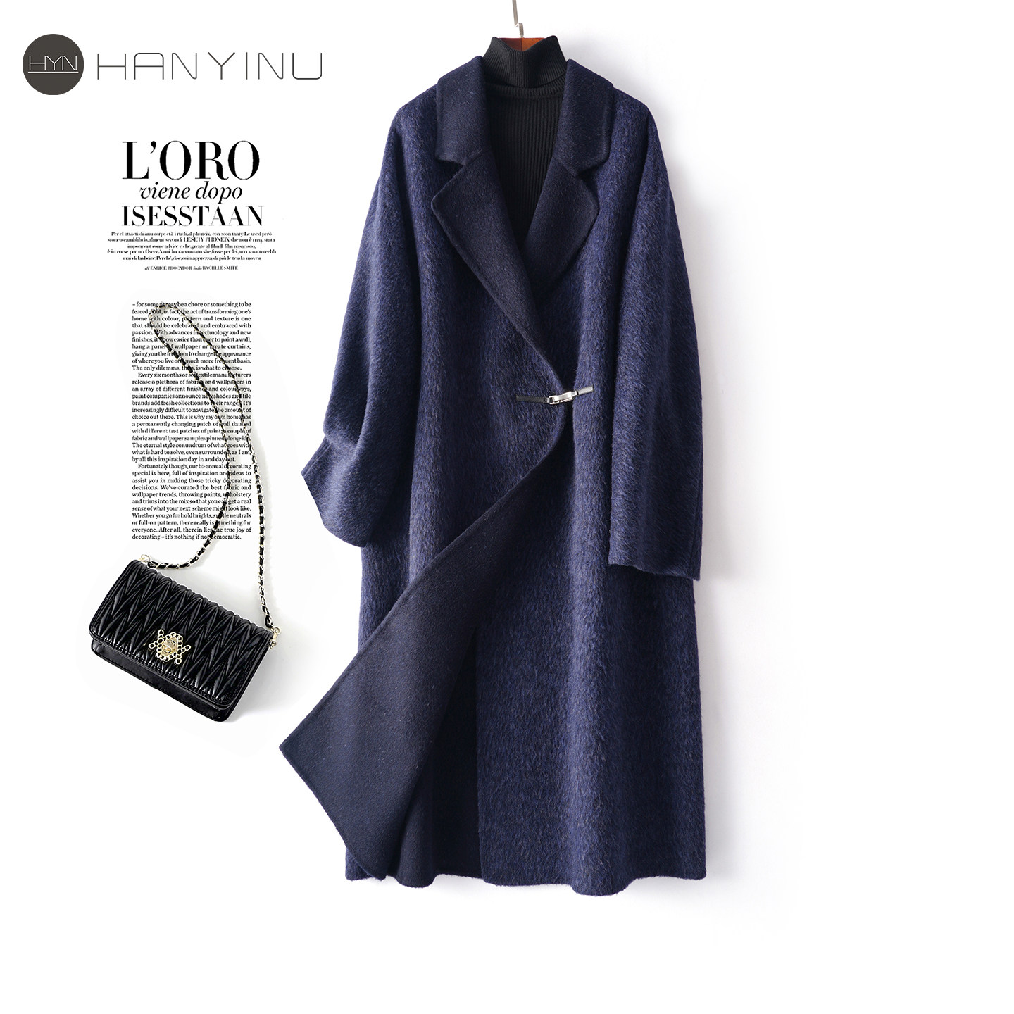 双面呢大衣女长款西装领时尚慵懒风2025新款冬高级感羊驼毛呢外套