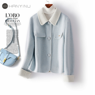 羊毛呢外套女士短款翻领小香风减龄小个子2025秋冬新款双面呢大衣