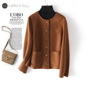 小香风外套双面呢 小个子2025秋冬新款 毛呢大衣女短款 圆领百搭韩版