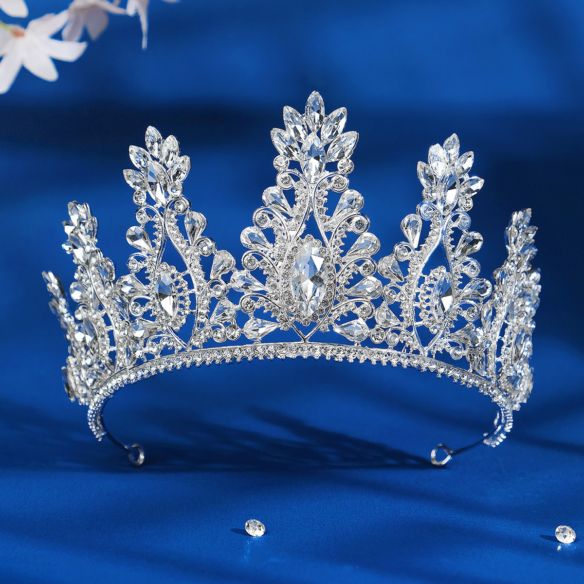 欧美跨境大气复古新娘王冠轻奢宫廷水晶王冠发饰红宝石合金大皇冠