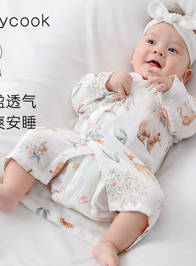 婴儿睡衣小月龄夏季薄款初生幼儿和尚服纱布睡裙宝宝护肚防踢睡袍