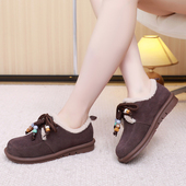 复古加绒勃肯鞋 4143 防滑大码 女秋冬系毛毛鞋 厚底平跟休闲女鞋