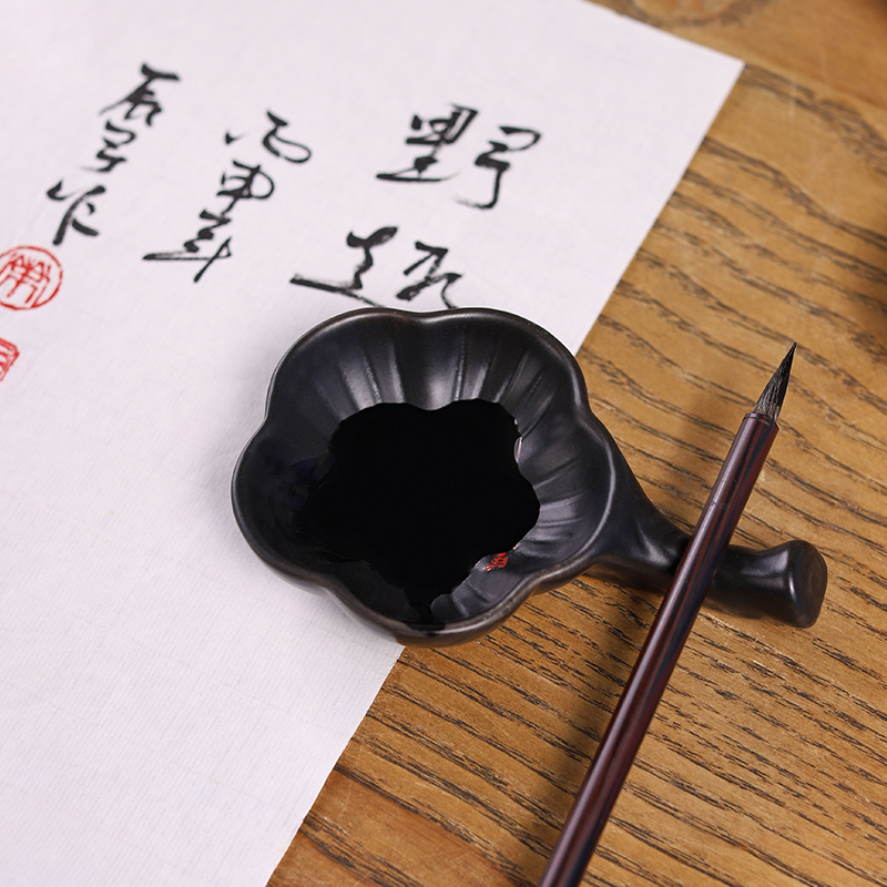 宛陵文韻白色陶瓷墨碟多功能筆架筆洗筆擱盛墨汁墨盤文房四寶用具