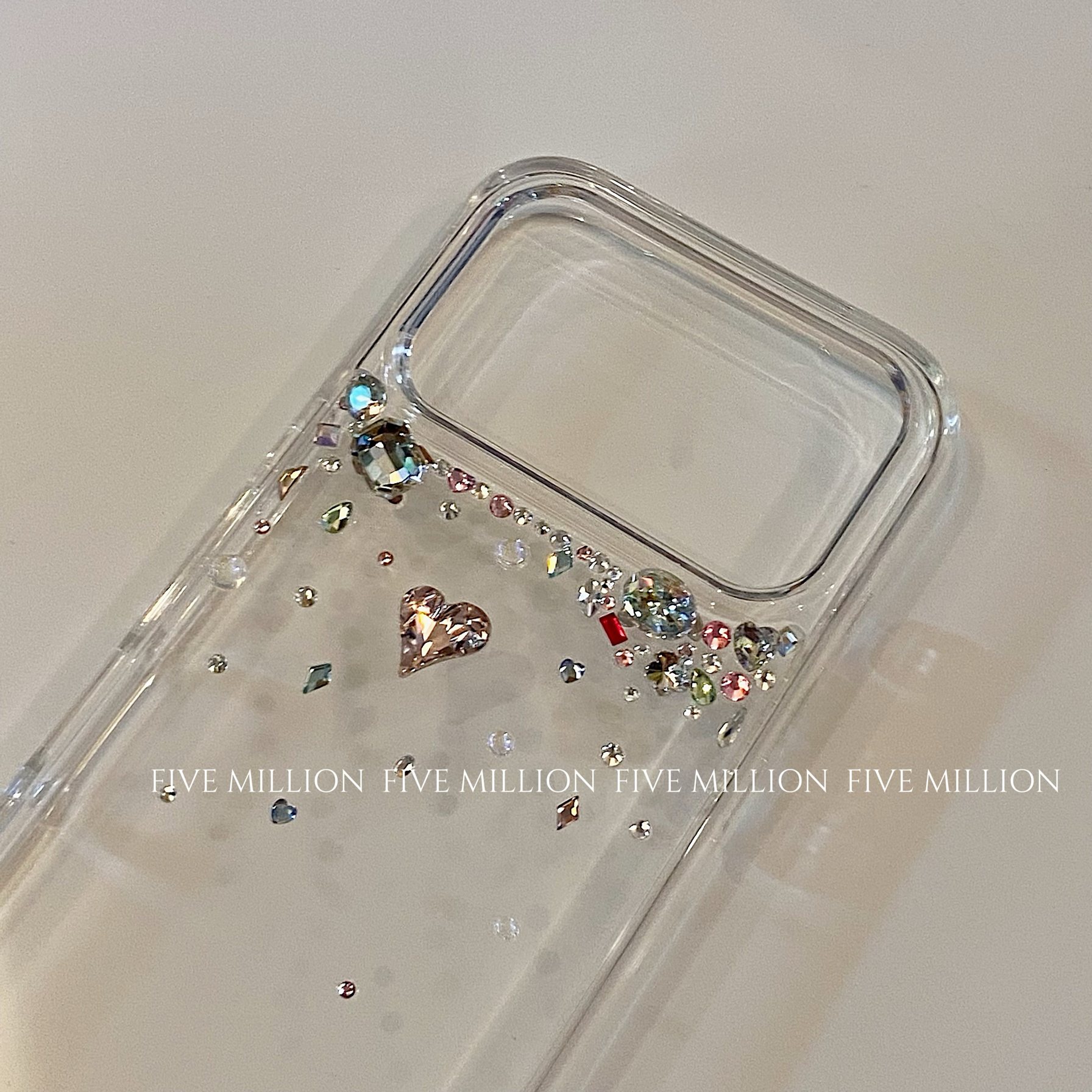 伍百万 新款小众立体彩钻手机壳手工diy仙女耳机套17promax透明壳