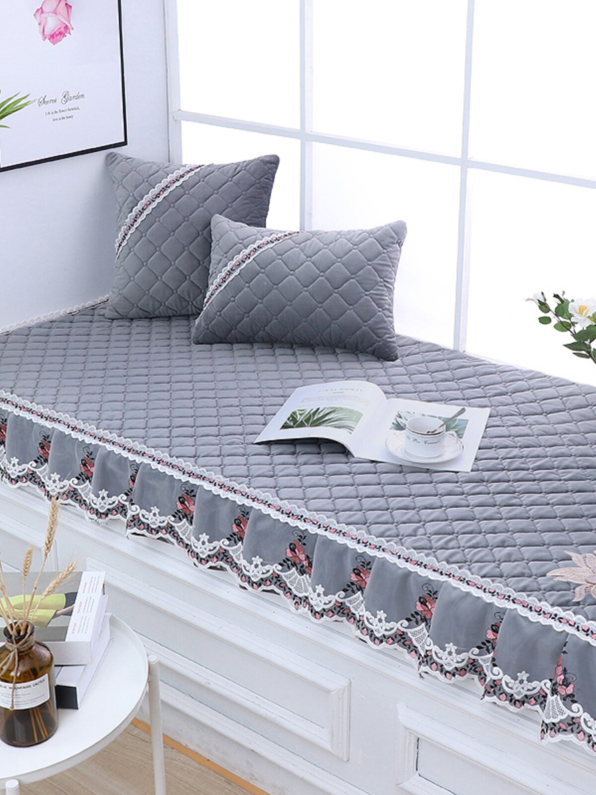 卧室阳台垫子毯子飘窗垫窗台垫2024新款定制四季通用带垂边公主风