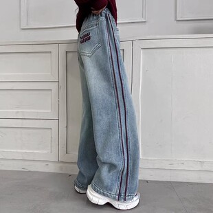 女中大童直筒裤 2026新款 春季 长裤 洋气 女童休闲牛仔裤 子韩版 春秋款