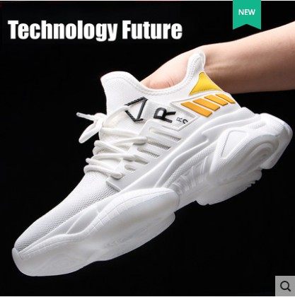 梅西网鞋男鞋夏季透气运动鞋男2019新款跑步白色老爹潮鞋小白鞋男