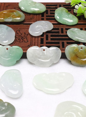 热销款保证a货三彩如意头天然翡翠吊坠项链配件DIY批发零售