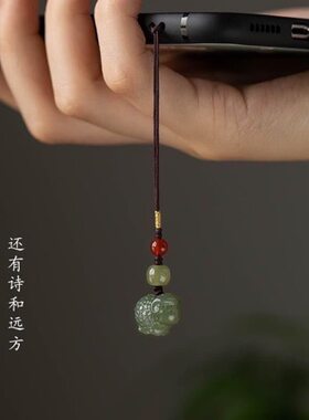 实体店货源天然生肖羊手机挂件U盘吊坠短款古风手机链挂绳个性钥