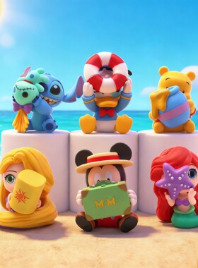 童趣躲猫猫公仔系列维尼小熊唐老鸭史迪仔美人鱼角色车载模型摆件
