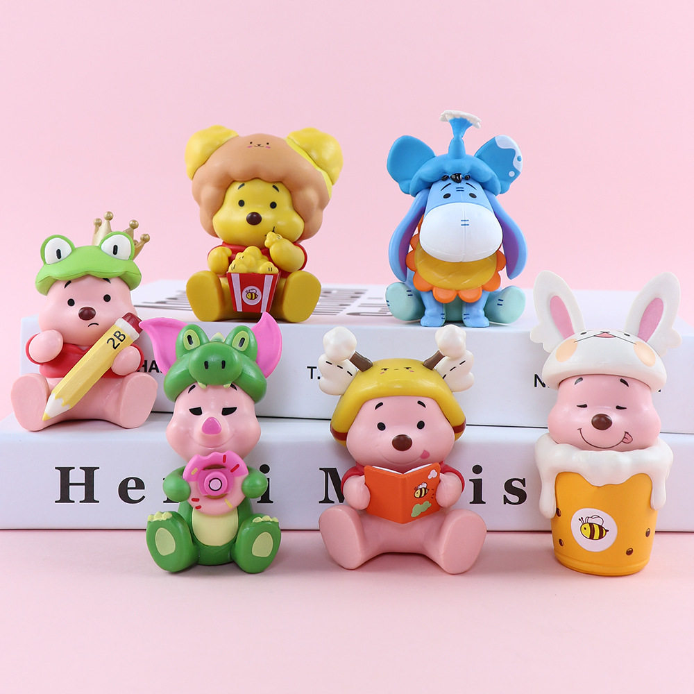 二代美食小熊小猪维尼熊跳跳虎变装手办公仔可爱卡通潮玩摆件礼物