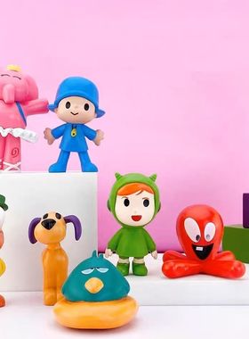 7款小P优优手办Pocoyo巴托鸭子小狗鲁拉艾丽大象模型公仔摆件礼物