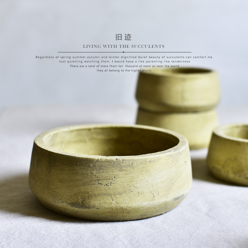 粗陶做旧欧式生石花陶土盆