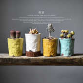 欧式 粗陶做旧冰裂釉透水透气多肉陶瓷盆复古花园ins肉肉花盆