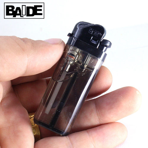 百得迷你短款砂轮打火机透明