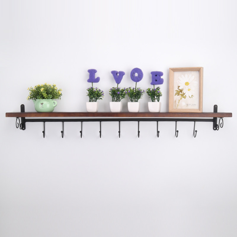 创意墙上置物架实木 门厅衣帽架 挂衣架卧室墙壁壁挂厨房铁艺挂钩