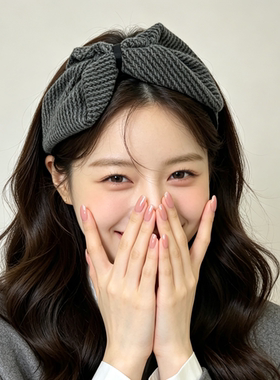 发箍女2026秋冬花灰粗针织蝴蝶结毛线宽边头箍休闲百搭减龄
