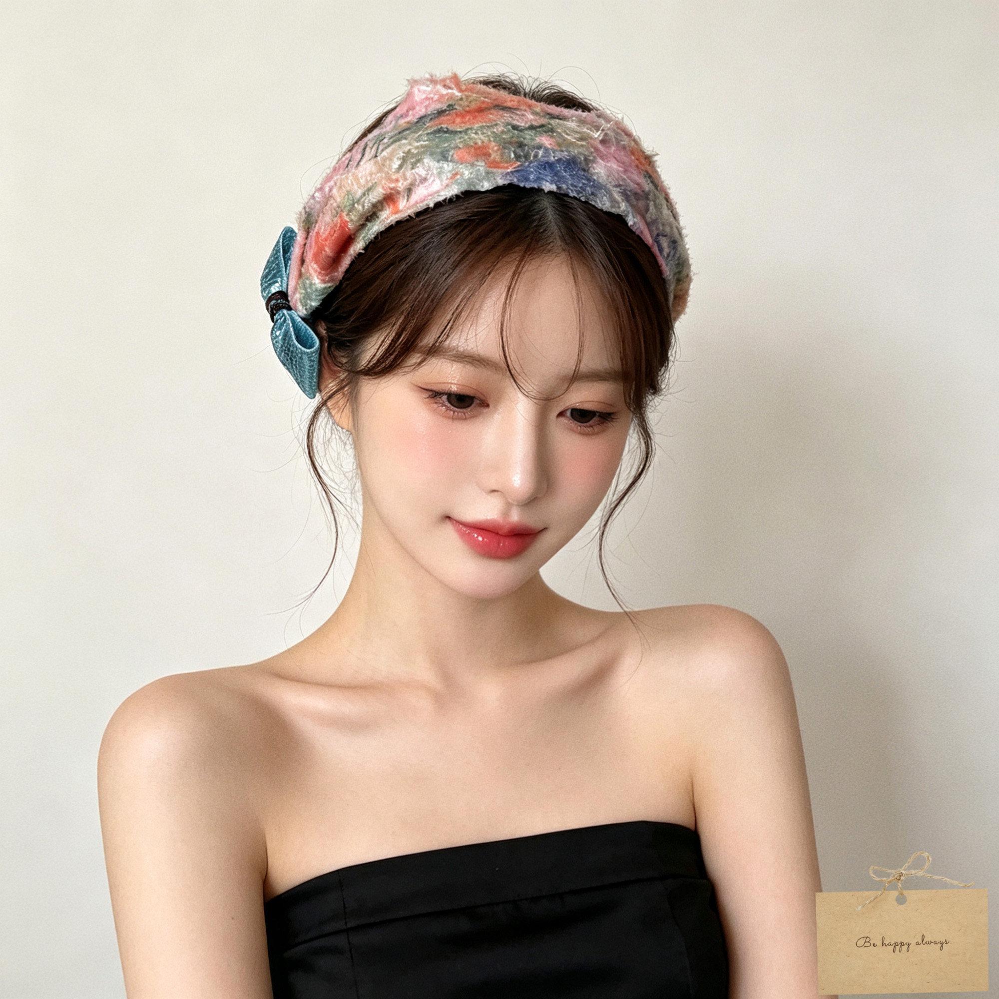 原创高级油画感粉色侧蝴蝶结发卡