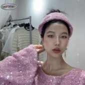 LASS LIZ原创独立设计师高定发箍2025秋冬新款 甜美粉色双层头箍