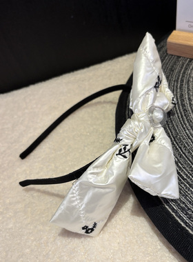 LASS LIZ原创设计发卡2025秋冬新款减龄白色蝴蝶结头箍日常通勤