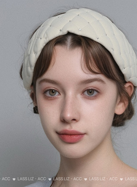 LASS LIZ原创设计自制2025秋冬新款法式气质白色宽边发箍减龄头箍