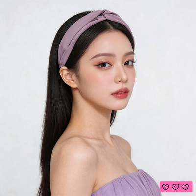 原创清新纯色中间打结宽边发卡