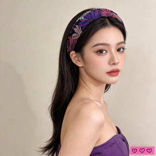 紫色花朵头箍减龄宽边发卡 新款 LASS LIZ原创设计师发箍2026春季