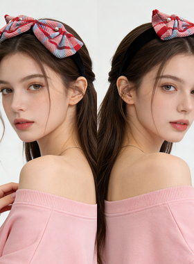 LASS LIZ原创设计发卡2026圣诞新年新款红色宽边打结头箍日常通勤