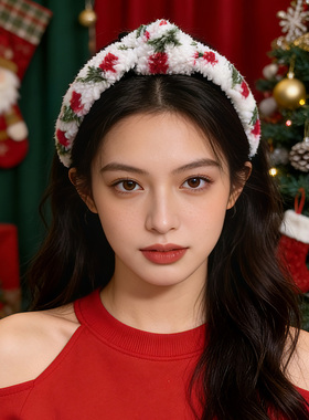 LASS LIZ原创设计发卡2026新款头箍圣诞新年节日红色宽边打结发箍