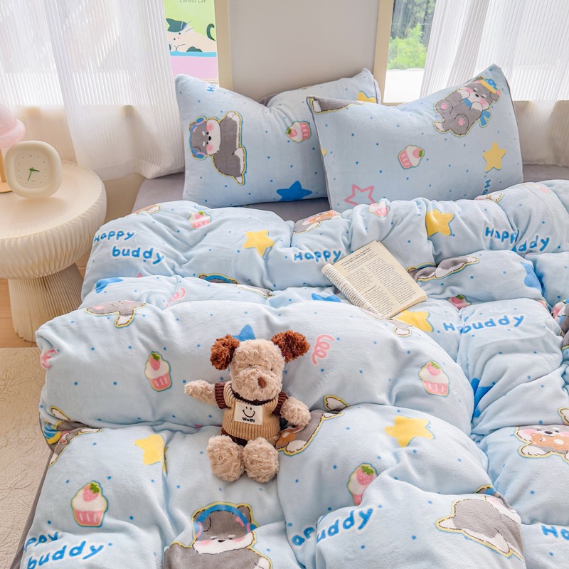 星星美学穿搭专属A类母婴可啃咬牛奶绒四件套三件套床单款床笠款