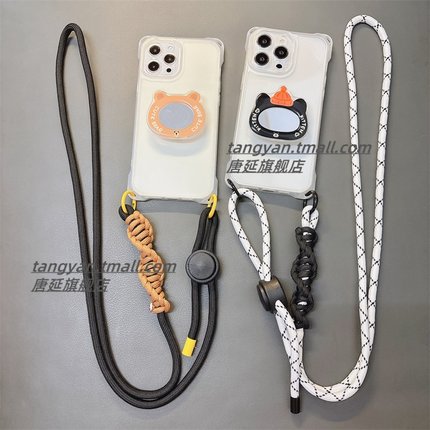 新款手机壳适用opporeno14/13/12/11/10/9透明reno8/7/6/5四角挂孔A96支架带镜子A57/A6pro防摔A5pro保护套