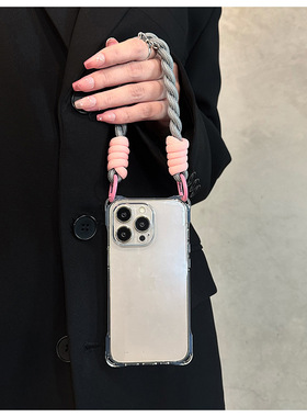 透明四孔新款适用opporeno14/13/12/11/10/9挂绳手机壳reno8/7/6/5A96简约A57/A1pro小众A5pro耐脏软