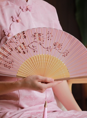 古风扇子折扇女式中国风新中式古典折扇日式樱花折叠小旗袍扇直播