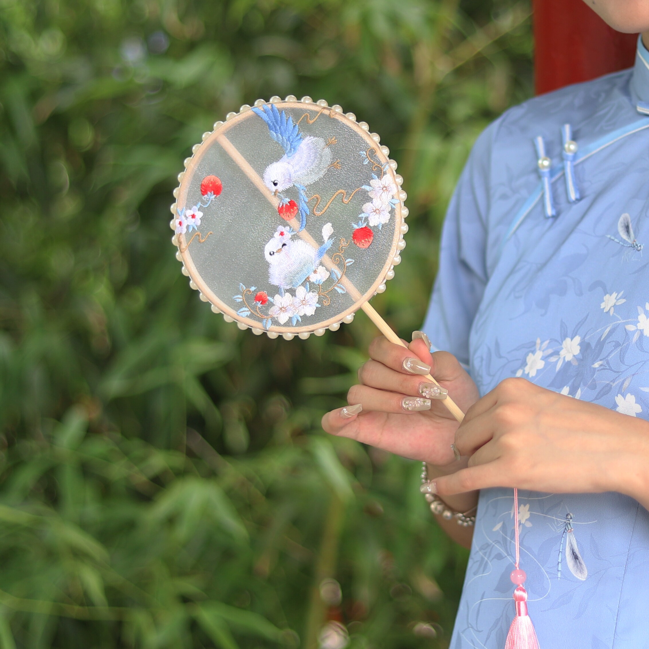 刺绣团扇迷你小号圆扇子儿童女士图片