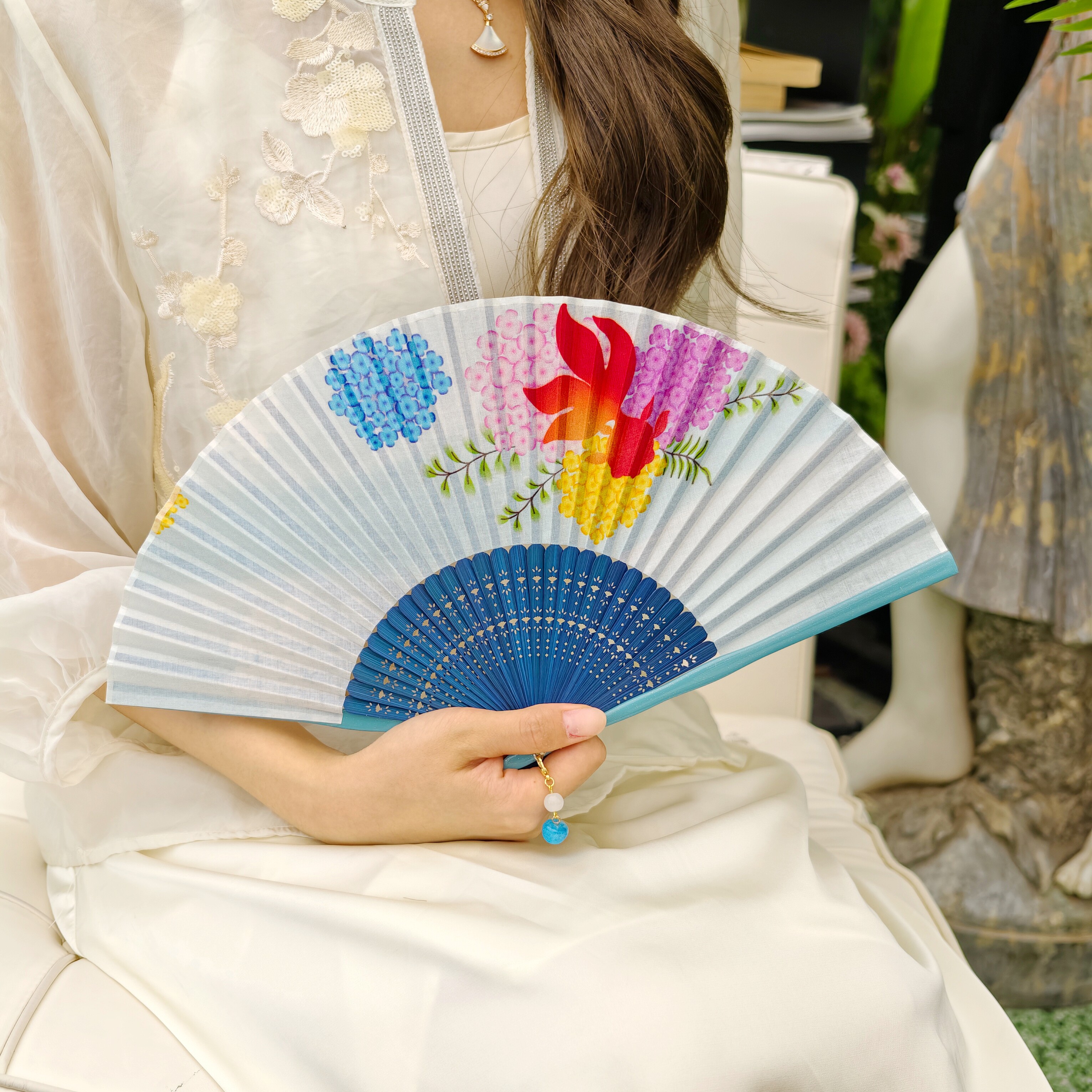 锦鲤出口日本烤漆边小扇子6寸烤漆边折扇头青竹扇便携小气质折叠