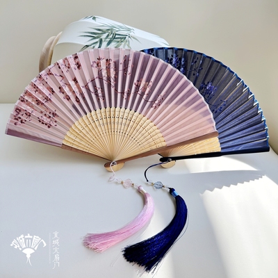 桃花扇子古风折叠小扇子夏新中式