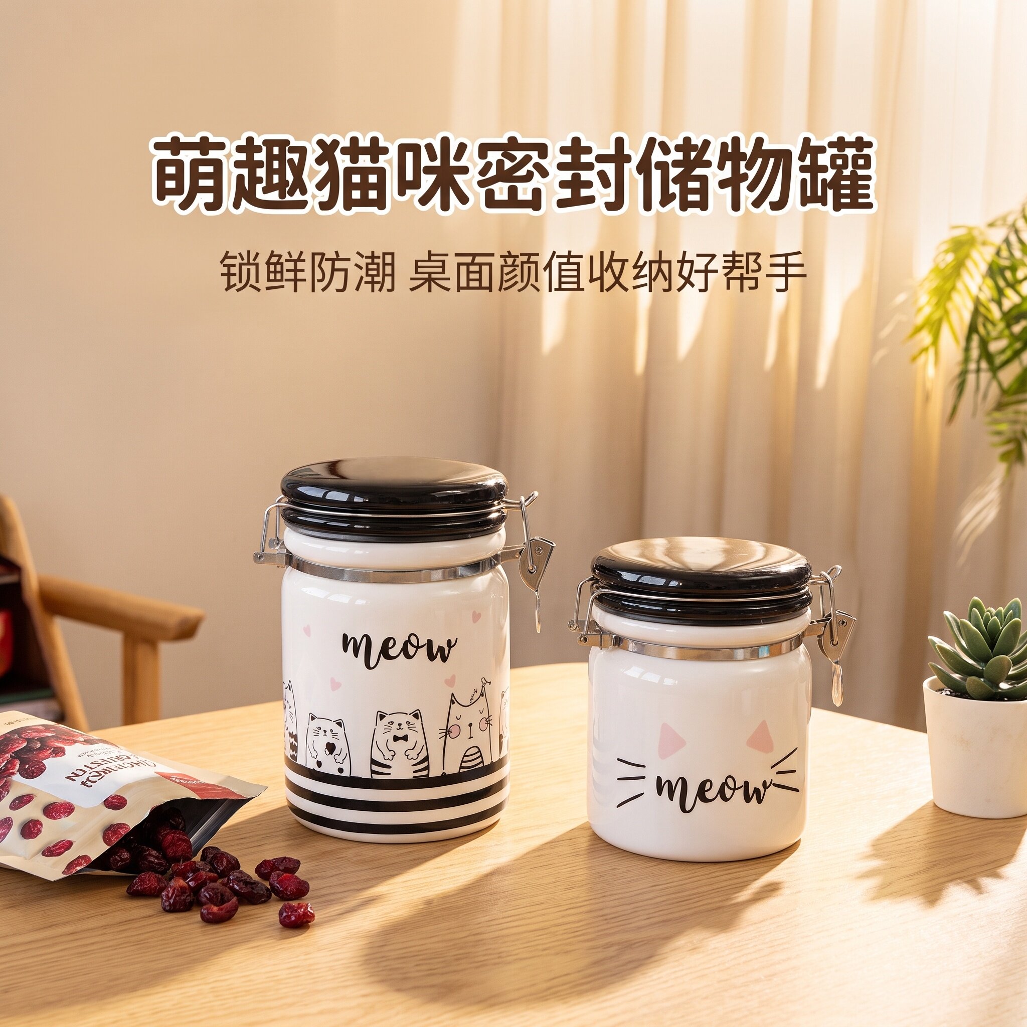 不锈钢花茶储物收纳罐卡扣密封罐