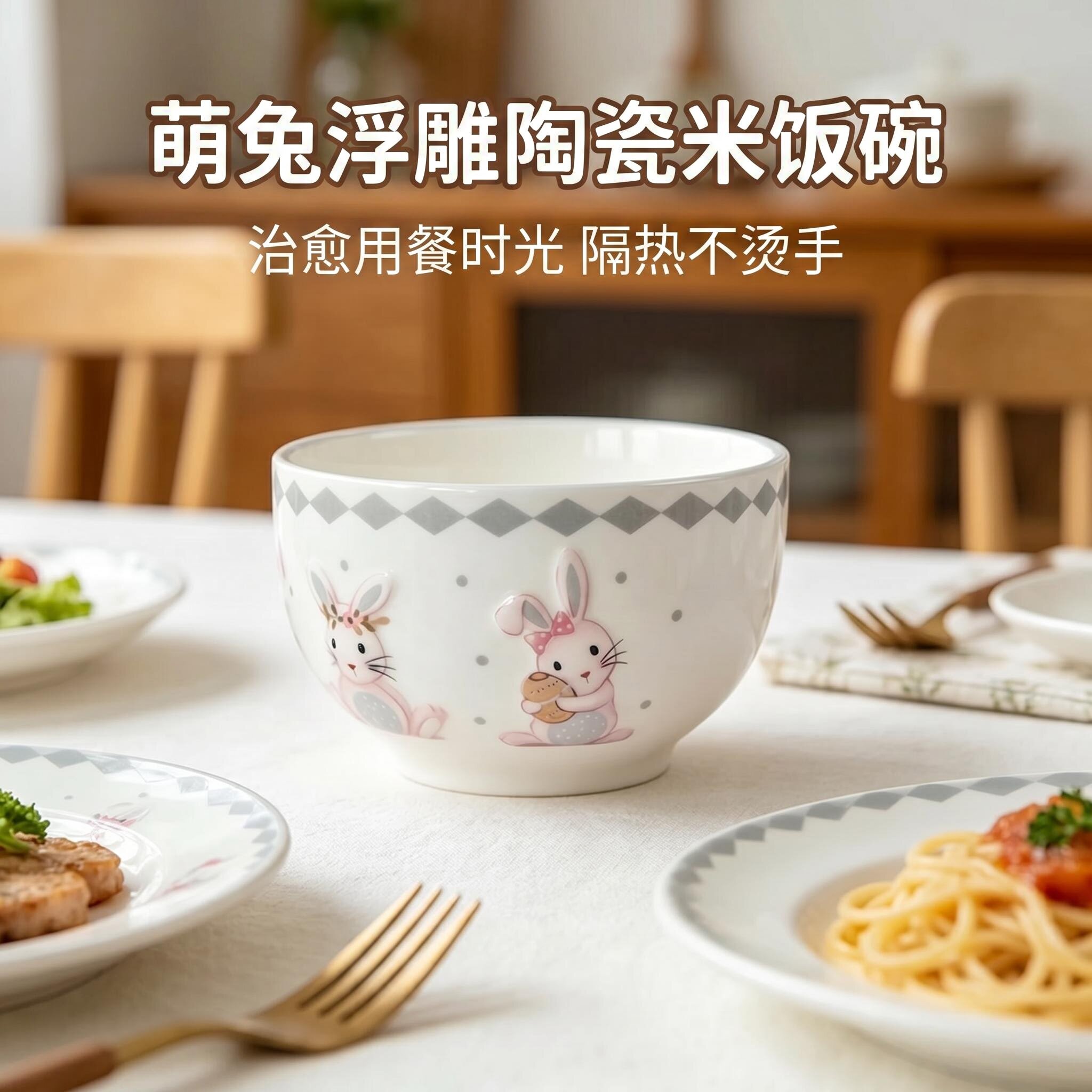 高颜值隔热吃面吃饭陶瓷碗
