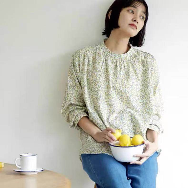 日单复古柔顺碎花长袖衬衫女2026春季新款立领纯棉大码显瘦上衣,女装/女士精品,衬衫,淘宝优惠券,粉丝福利购,淘宝优惠卷