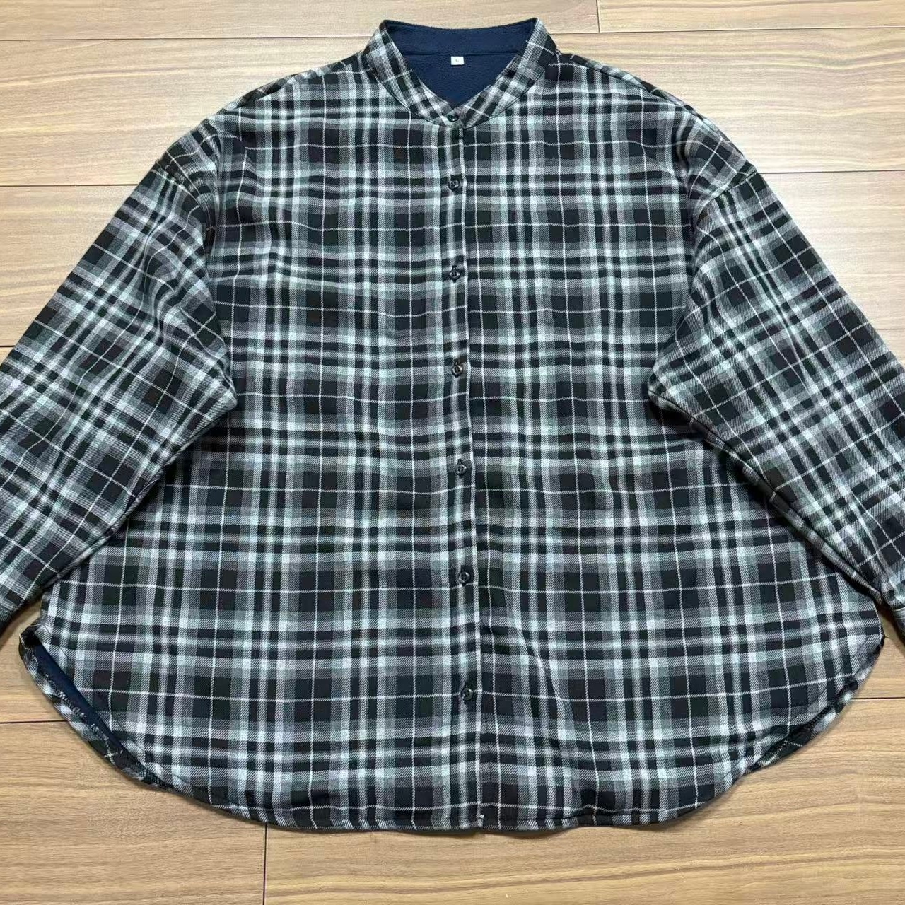 日单加绒加厚格子长袖衬衫女2025冬季新款立领宽松抓绒短外套上衣