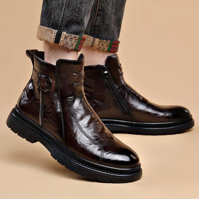 男士真皮马丁靴2025新款秋冬季英伦风加绒工装靴头层牛皮高帮皮靴,流行男鞋,马丁靴,淘宝优惠券,粉丝福利购,淘宝优惠卷