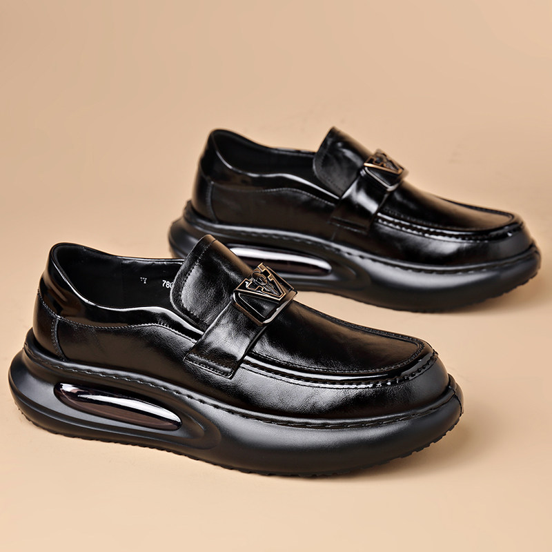 男士皮鞋一脚蹬气垫厚底舒适真皮时尚潮鞋男款爆款2026年新款男鞋