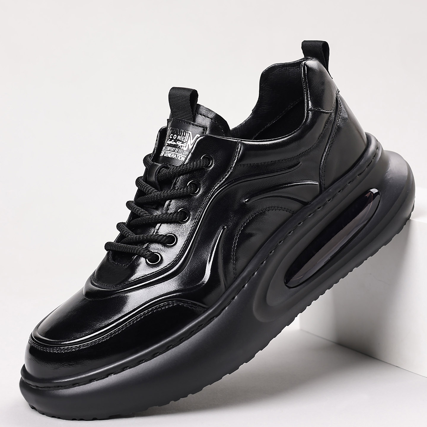 2025年新款男鞋秋季潮鞋真皮休闲皮鞋厚底增高气垫百搭运动老爹鞋