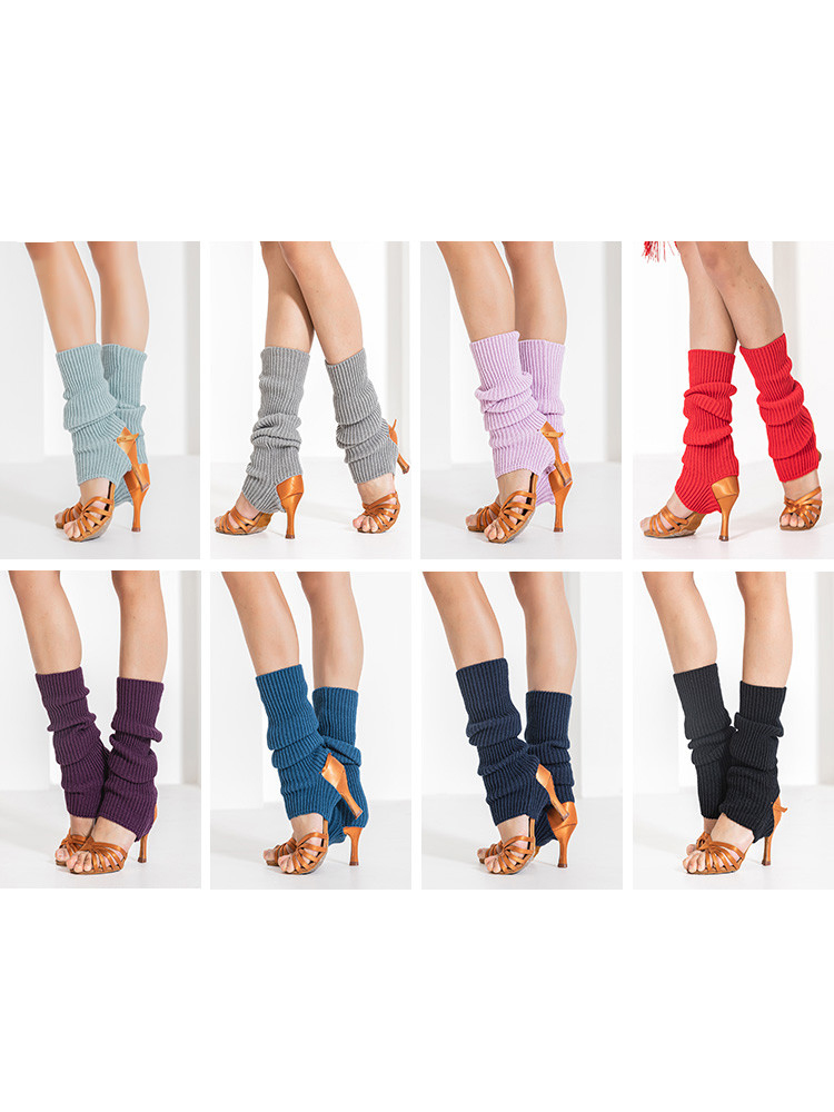 拉丁舞踩脚短袜套带洞毛线袜套
